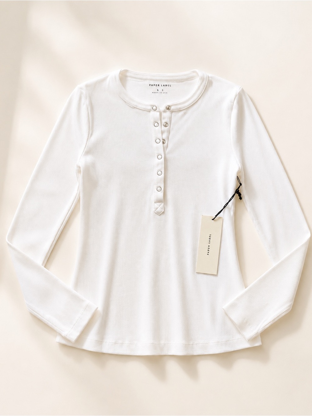 Paper Label Women's White Long-Sleeve Henley Top